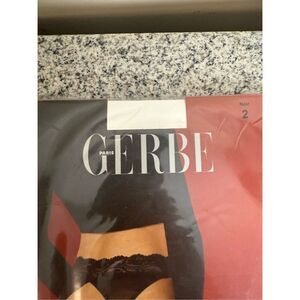 Gerbe Collant Foly Built-in Suspender Lace Waistband Tights Black Size 2 NEW 15